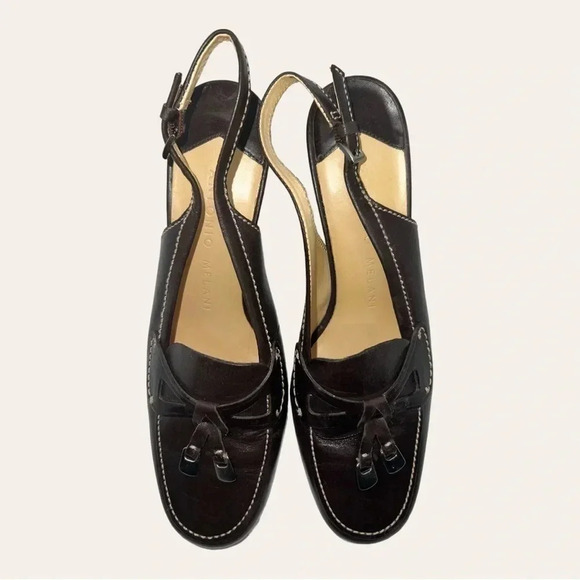 ANTONIO MELANI‎ CLOSED TOE HEELS BLOCKED HEEL STRAP AROUND ANKLE SIZE 6.5 - Picture 4 of 12